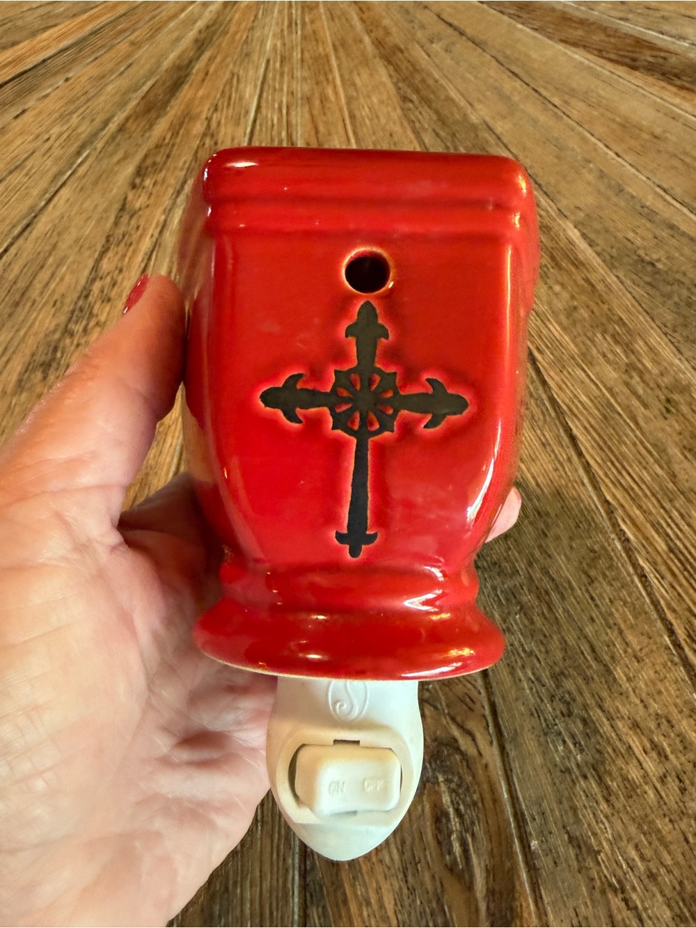 Scentsy Red Ceramic Plug In Wax Warmer Black Western Cross Southwestern Decor
